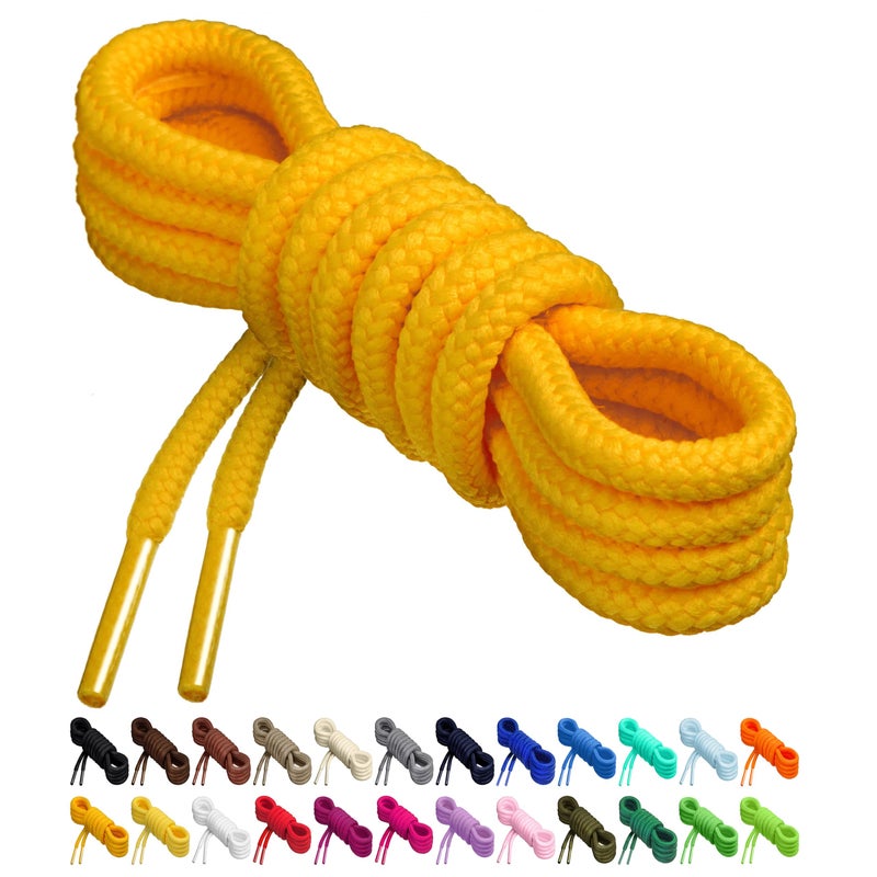 Birch Round Shoelaces 27 Colors 3/16"" Thick Shoe Laces 4 Different Lengths (56"" (142cm) - XL, Sunflower Yellow) - Image 1